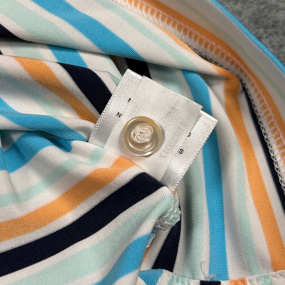 Peter Millar Summer Comfort Kapalua Golf Polo Mens Large Blue Orange Striped L - Picture 6 of 12